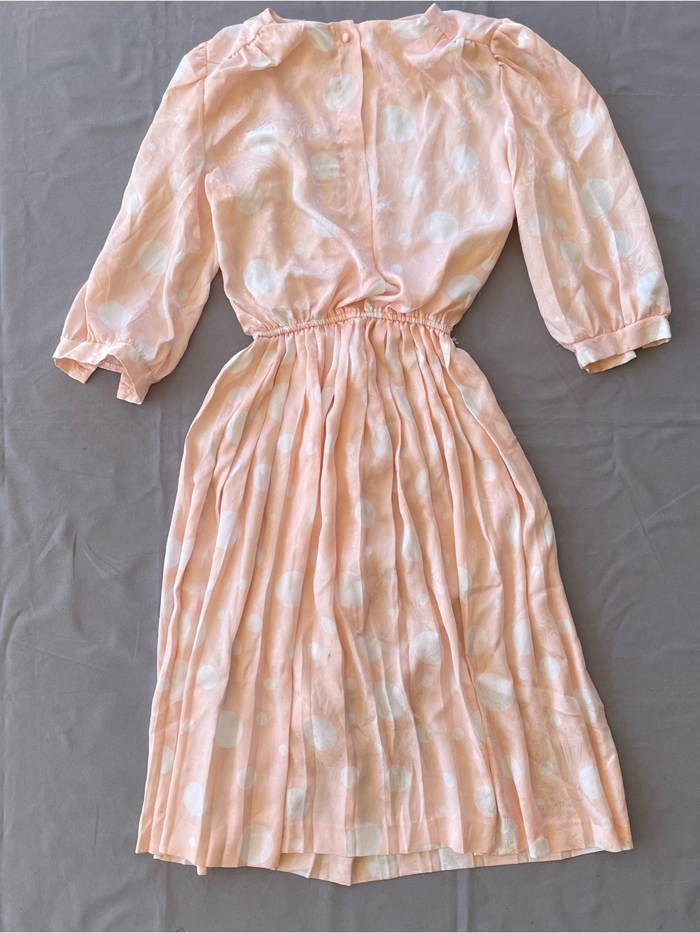 Vintage 1980s Alexis Fashion Inc Pink White Polka Dot Secretarial Dress Size S